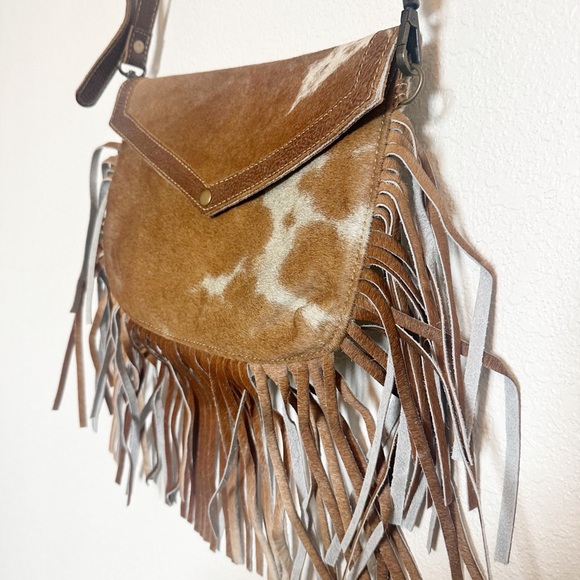 Cowhide Fringe Crossbody Myra Bag - Picture 3 of 8
